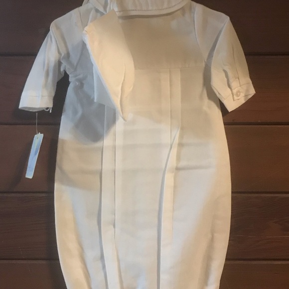 White Preemie Gown with Cap. - Picture 3 of 5